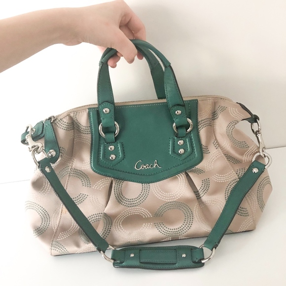 Coach Handbags - COACH ASHLEY DOTTED OP ART HANDBAG #F20027